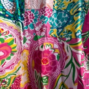 Colorful Floral Patterned Fabric sleeveless cotton swim cover up dress.